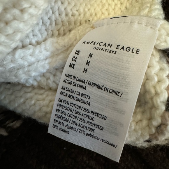 American Eagle NWT M PLUSH SOFT WARM BROWNS CREAM TURTLENECK SWEATER - Picture 7 of 9